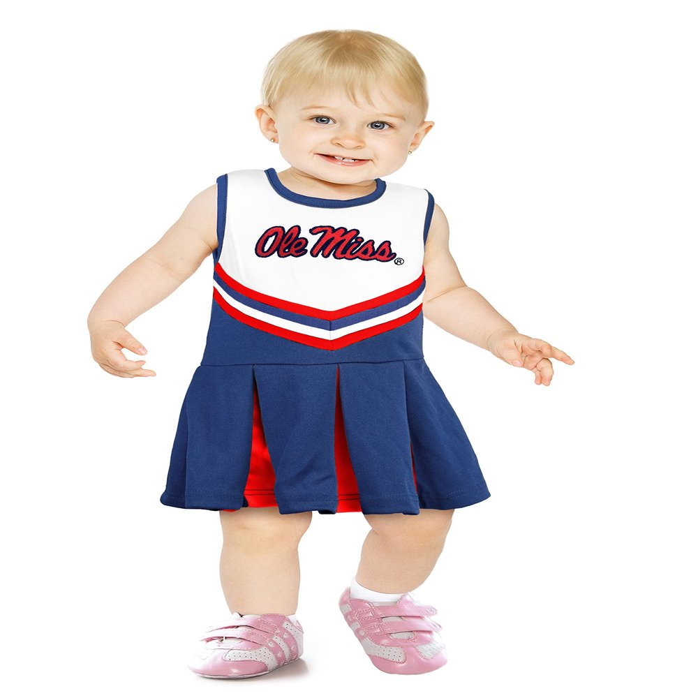 Little King NCAA Infant/Toddler Girls One Piece Team Cheer Jumper Dress-Ole Miss Rebels-18 Months