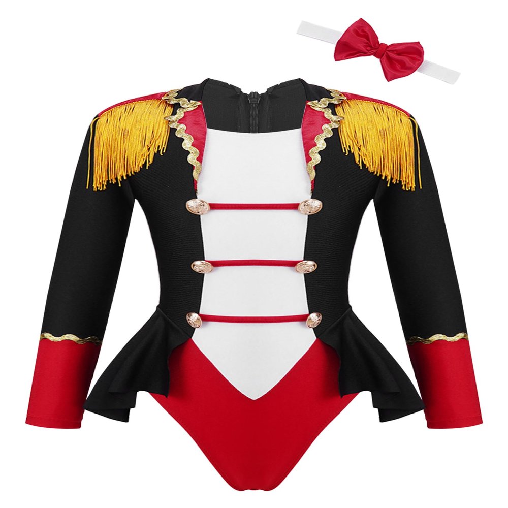 Manyakai Kids Girls Circus Ringmaster Jumpsuit Tailcoat Rompers Carnival Theme Party Fancy Dress up Black 6 Years