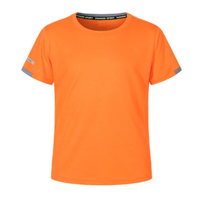 TiaoBug Kids Boys Rash Guard Swim Shirt UPF 50+ Sun Protection Short Sleeve Swimming Top Quick Dry Athletic Sun Shirts Orange B 9-10 Years