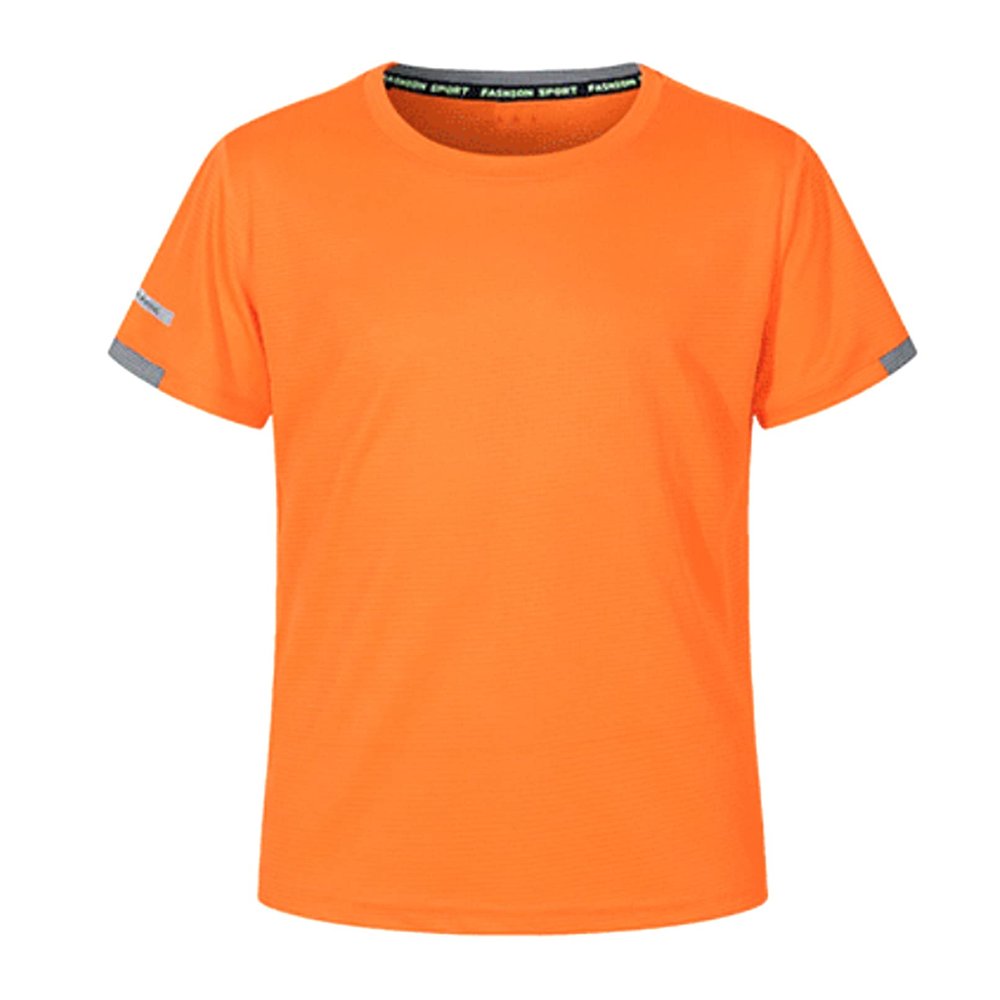 TiaoBug Kids Boys Rash Guard Swim Shirt UPF 50+ Sun Protection Short Sleeve Swimming Top Quick Dry Athletic Sun Shirts Orange B 9-10 Years