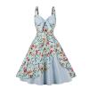 tuduoms Women's 1950s Retro Rockabilly Dress Sleeveless Bow-Knot Vintage Party Tea Length Swing Dress Audrey Hepburn Costume Blue view 1