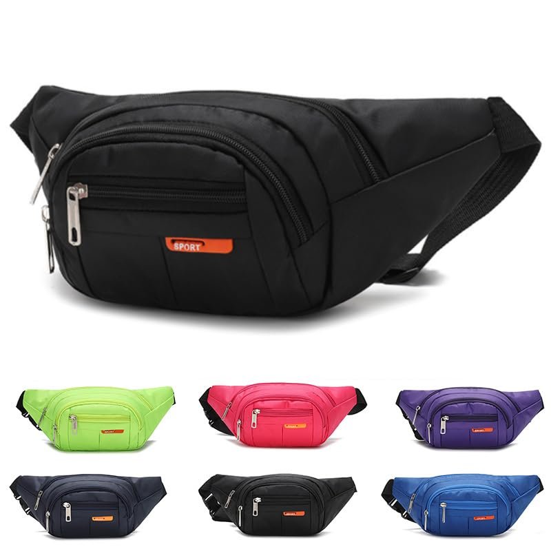 Water Resistant Bum Bag with Adjustable Buckle Strap for Men Women, BetterJonny 4-Zipper Pockets Bumbag Waist Fanny Pack for Hiking/Dog Walking/Travel & Outdoor Activities
