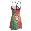 BAIKUTOUAN Portugal Flag Painted on Brick Wall Women's Summer Beach Sling Sundresses Casual Swing Mini Dress Print view 2