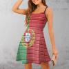 BAIKUTOUAN Portugal Flag Painted on Brick Wall Women's Summer Beach Sling Sundresses Casual Swing Mini Dress Print view 3