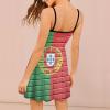 BAIKUTOUAN Portugal Flag Painted on Brick Wall Women's Summer Beach Sling Sundresses Casual Swing Mini Dress Print view 4