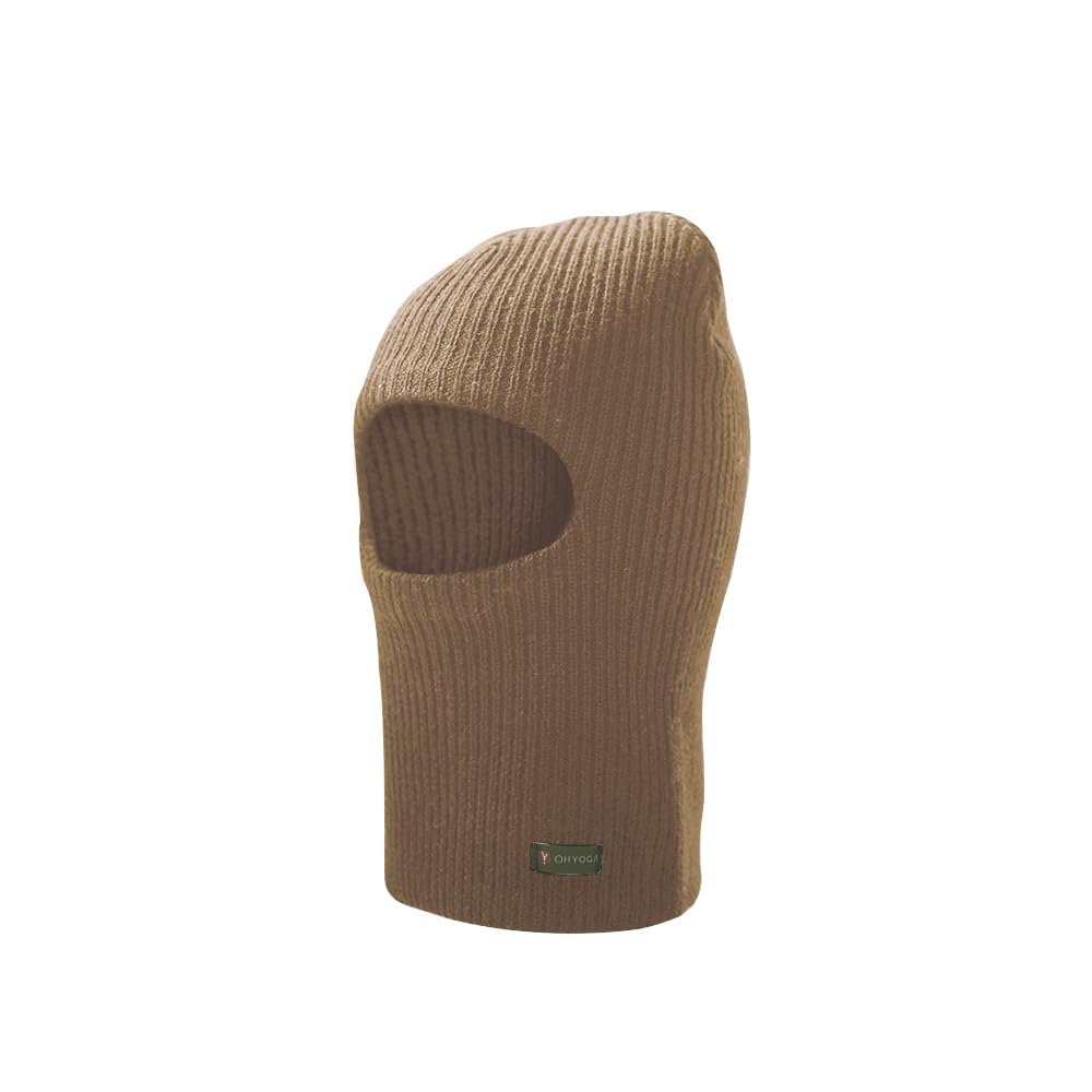 OHRAIN Full Face Cover Balaclava Hat Unisex Adult Winter Warm Knitted Cap Breathable for Outdoor Camping Skiing Cycling SNH2T135 (Brown)