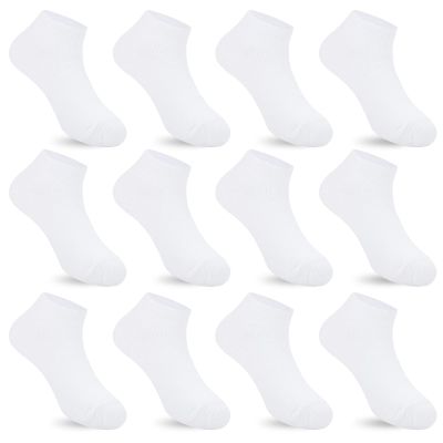 Auranso 12 Pairs Boy Athletic Ankle Socks Girl Low Cut Sock White 12-16 Years