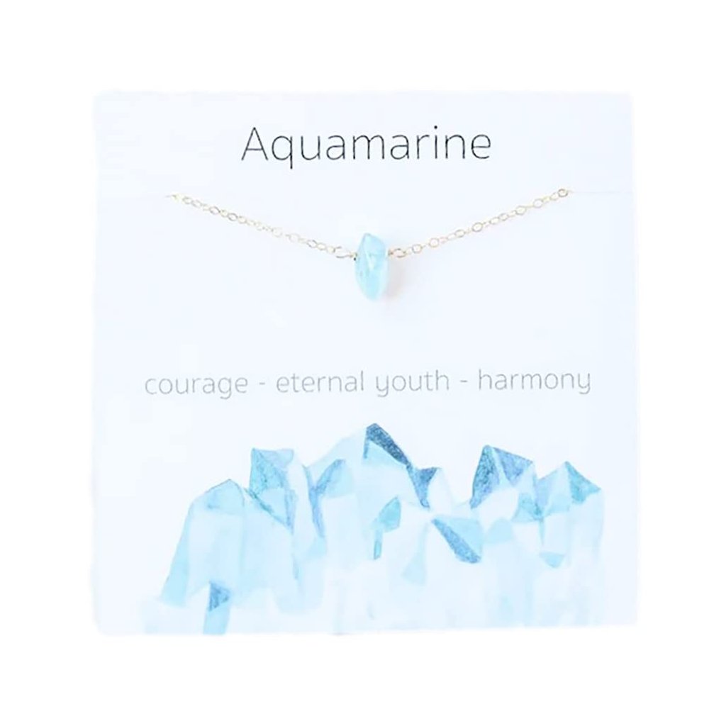 COLORFUL BLING Gold Plated Dainty Beaded Crystal Necklace Purple Natural Healing Chakra Stone Choker Necklace for Women Spiritual Reiki Quartz Jewelry-light blue Aq