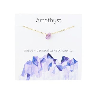 COLORFUL BLING Gold Plated Dainty Beaded Crystal Necklace Purple Natural Healing Chakra Stone Choker Necklace for Women Spiritual Reiki Quartz Jewelry-purple Am