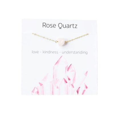 Gold Plated Dainty Beaded Crystal Necklace Purple Natural Healing Chakra Stone Choker Necklace for Women Spiritual Reiki Quartz Jewelry-pink Rq