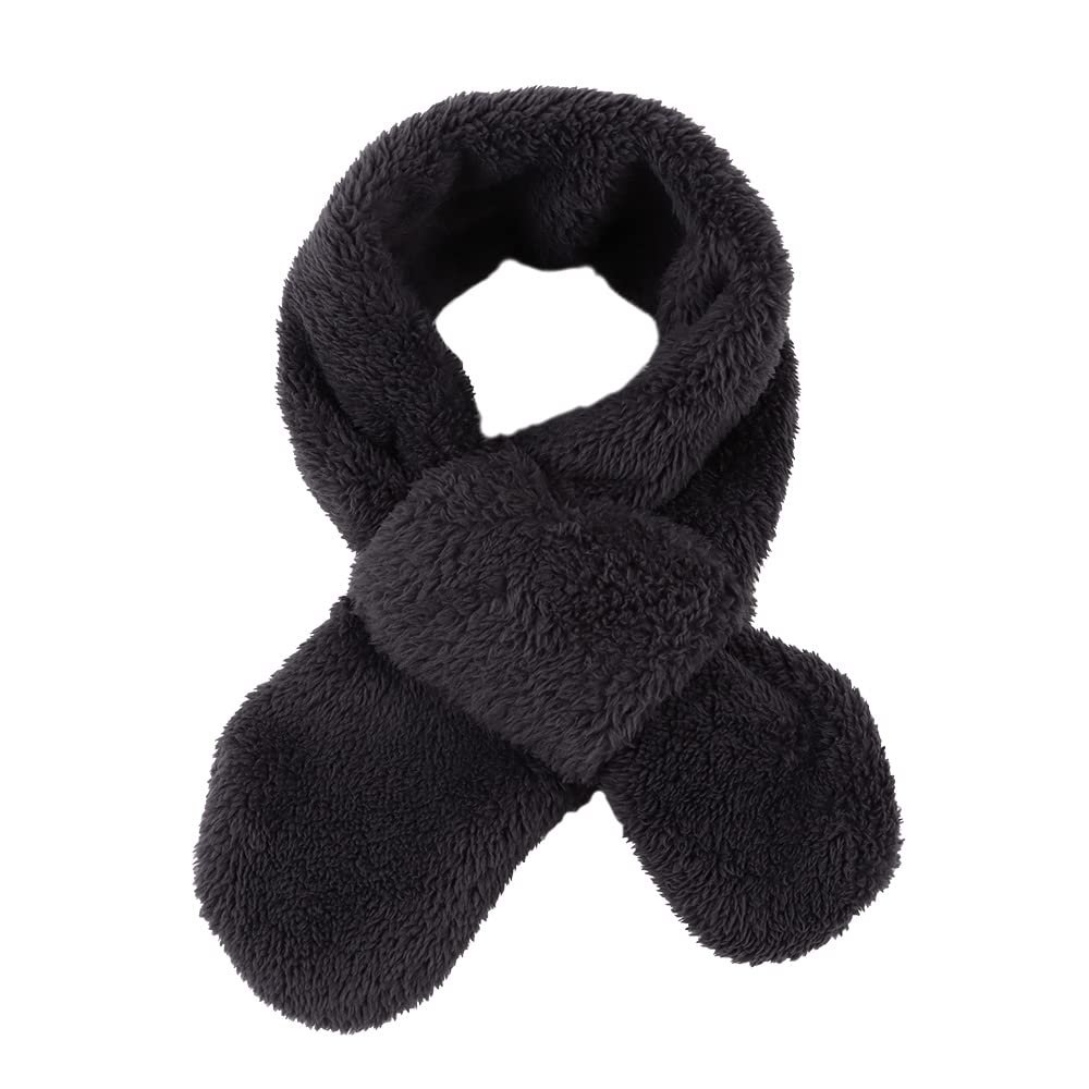 JANGANNSA Fleece Boys Girls Scarf Warm Winter Autumn Kids Collar Scarf Neck Warmer Children Scarf 1-6Y (Dark Gray Cross)