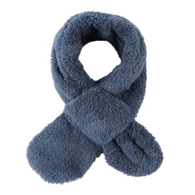 JANGANNSA Fleece Boys Girls Scarf Warm Winter Autumn Kids Collar Scarf Neck Warmer Children Scarf 1-6Y (Haze Blue Cross)
