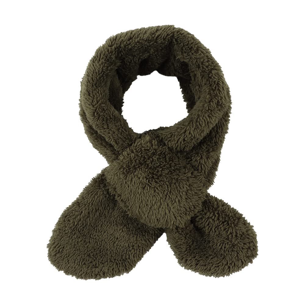 JANGANNSA Fleece Boys Girls Scarf Warm Winter Autumn Kids Collar Scarf Neck Warmer Children Scarf 1-6Y (Army Green Cross)