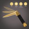 GVDV Folding Pocket Knife with G10 Handle, 7Cr17 Stainless Steel EDC Knife with Safety Liner-Lock, Camping Hunting Fishing Knife for Men Women, Gold view 4