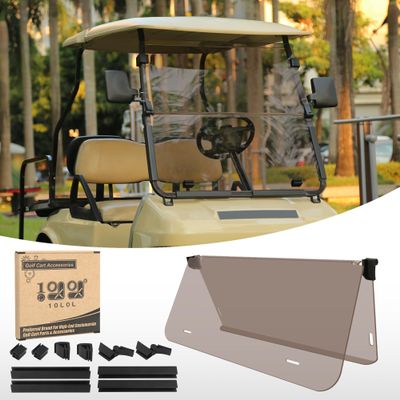 10L0L Golf Cart Windshield for Club Car DS 1982-2000 Models Clear HD Shatterproof & Windproof, Fold Down Impact Resistant-Tinted