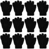 ONESING 12 Pairs Black Kids Knit Gloves - Stretchy Solid Finger Gloves for Girls & Boys view 1
