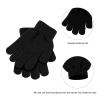 ONESING 12 Pairs Black Kids Knit Gloves - Stretchy Solid Finger Gloves for Girls & Boys view 3