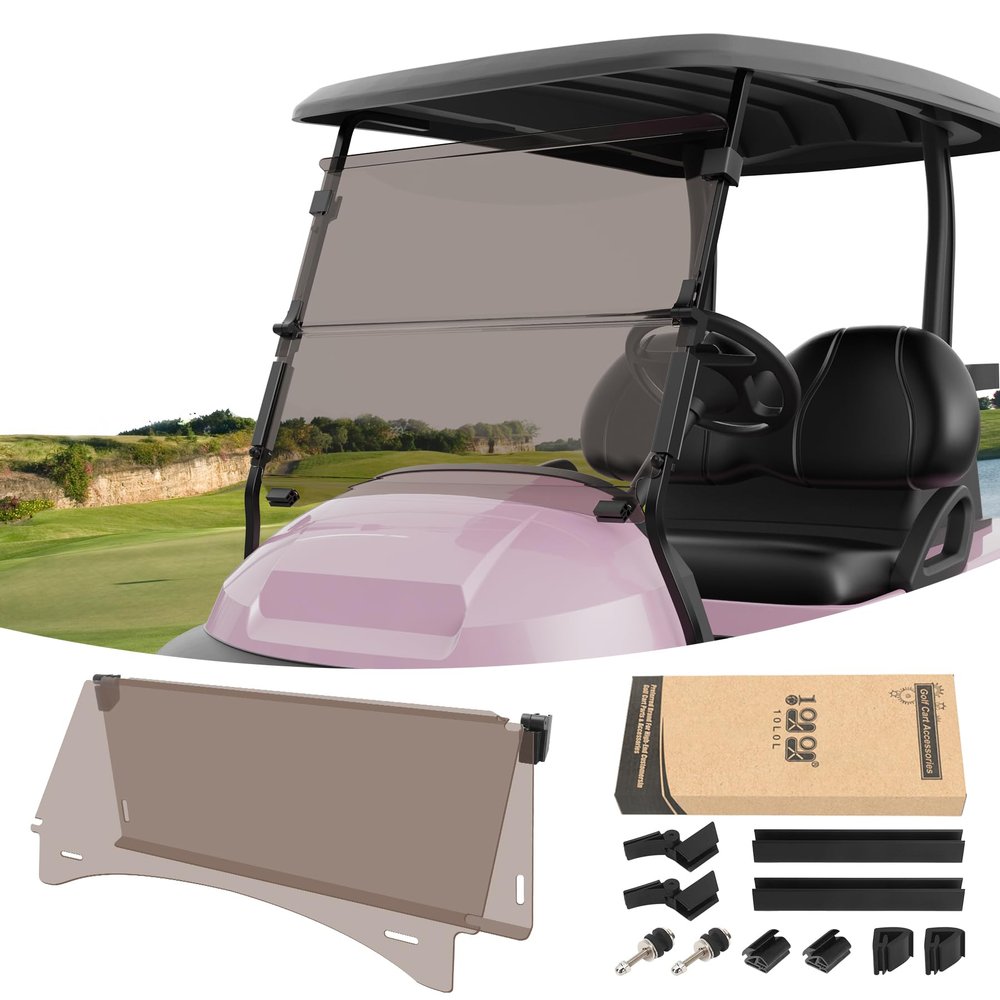10L0L Foldable Golf Cart Windshield for Club Car Precedent 2004-Up, Tempo & Onward 2017-Up Models, UV-Proof & Impact Resistant, Lightweight Golf Cart Windshield, 37.5" W X 33.6" H (Tinted Windshield)