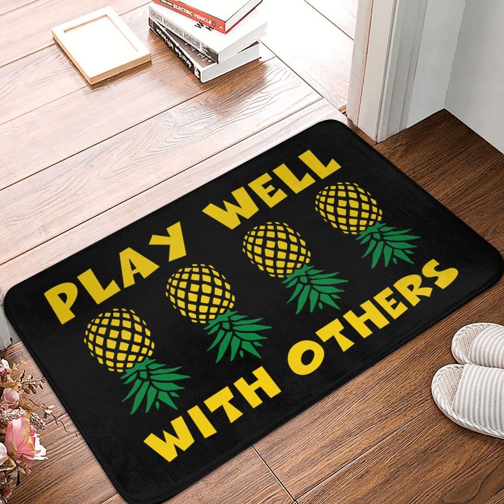 Welcome-Ish Door Mat Plays Well with Others Upside Down Pineapple Mat Hot Cocoa Bar Decor Funny Office Decor ( Size : 50X80CM )
