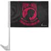 AGAS 12x16 inch US POW MIA Red and Black Military Car Flag - Attached to 17 inch White Plastic Flex Pole- Single Sided Print on Polyester Fabric- Stitched Edges- with a Window Plastic Clip- Tear and Water Resistant- Perfect for displaying on your Car view 1