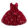 YOOJIA Infant Baby Girls Christmas Holiday Party Dress Bowknot Ball Gown Snowflake Print Birthday Dress Burgundy 12-18 Months view 1