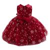 YOOJIA Infant Baby Girls Christmas Holiday Party Dress Bowknot Ball Gown Snowflake Print Birthday Dress Burgundy 12-18 Months view 2