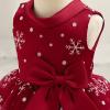 YOOJIA Infant Baby Girls Christmas Holiday Party Dress Bowknot Ball Gown Snowflake Print Birthday Dress Burgundy 12-18 Months view 3
