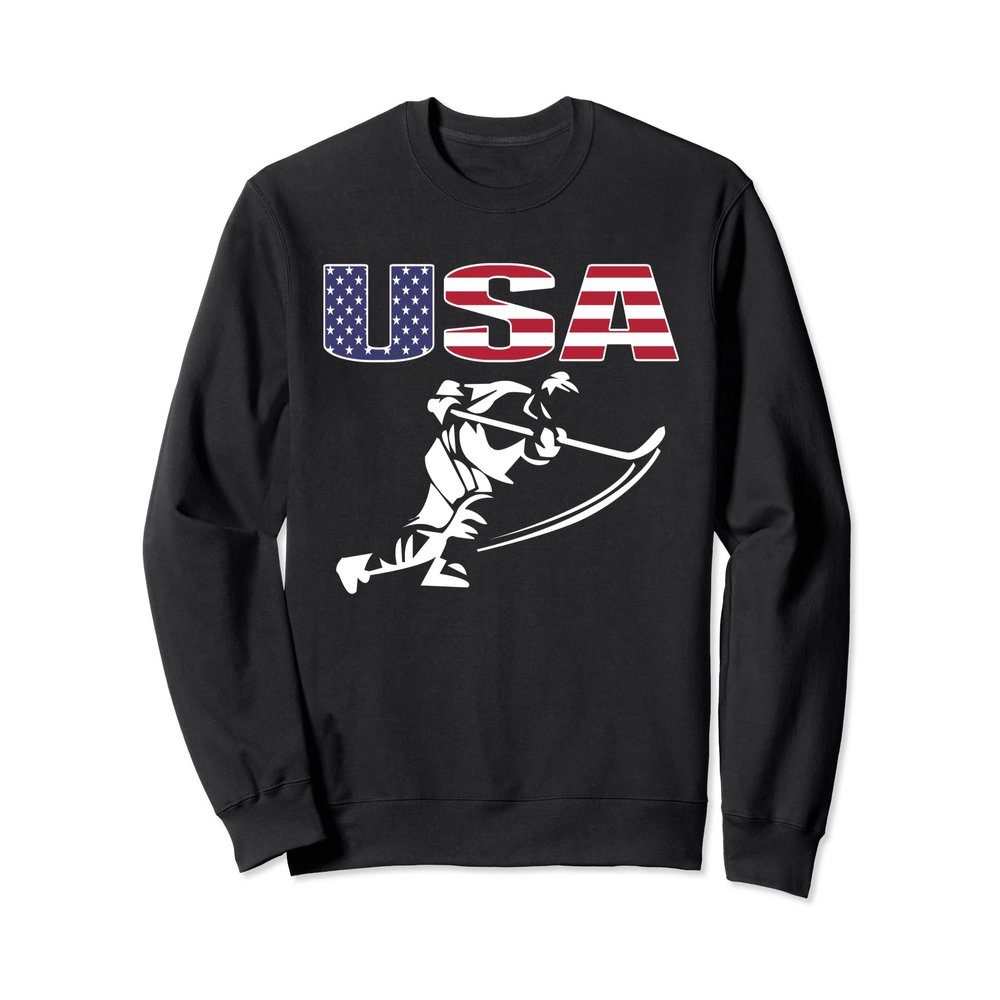 America Ice Hockey Lovers Jersey - USA Flag Hockey Team Fans Sweatshirt