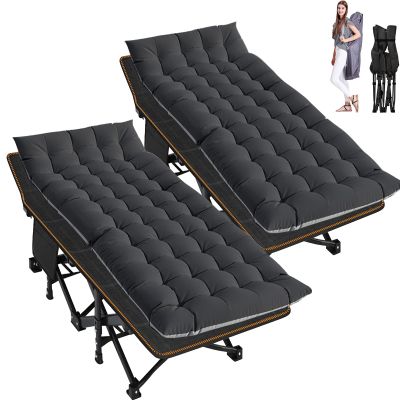 ABORON Camping Cot for Adult 28" Extra Wide, 2PK Heavy-Duty 1200D Oxford Cot for Sleeping, Portable Folding Camp Bed with Mat & Carry Bag