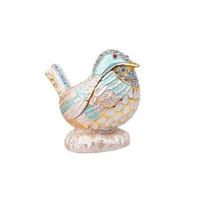 Bird Hinged Jewelry Box, Exquisite Enamel Trinket Box, Wonderful Rings Earrings Storage Boxes for Rings, Necklaces, Bracelets, Earrings, Ear Studs, Hairpins, Blue