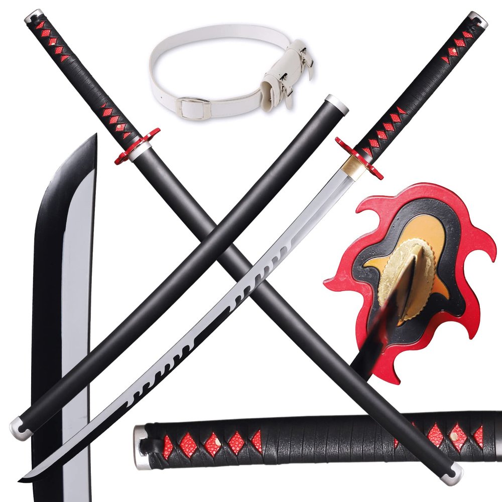 Handmade Katana,Anime Demon Slayer Tanjiro Kagura Sword,Sharp Full Tang Samurai Sword