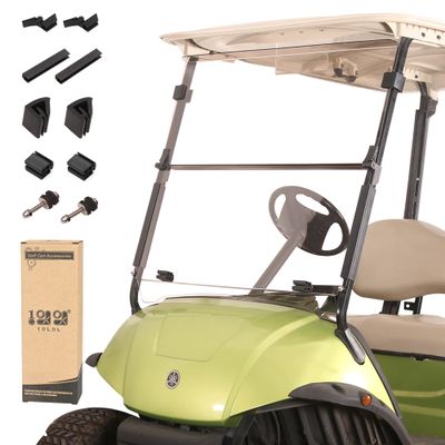 10L0L Golf Cart Windshield for Yamaha G29/Drive 2007-2016, Clear/Tinted PC Fold Down Windscreen, Anti-UV Impact Resistant and Shatterproof - Clear