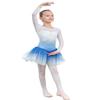 EQSJIU Long Sleeve Dance Leotard for Girls Sparkly Snowflake Ballet Dress Toddler Tutu Skirted Leotard Outfits for Girls, 6-7 Years, Ls Blue view 4