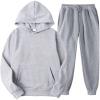 NaRHbrg 2PCS Hoodies Pullover Outfits for Women Men Tracksuit Long Sleeve Sweatshirts Jogger Pant Sports Workout Suit Gray view 1