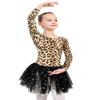 EQSJIU Long Sleeve Dance Leotard for Girls Sparkly Snowflake Ballet Dress Toddler Tutu Skirted Leotard Outfits for Girls, 7-8 Years, Ls Leopard view 3