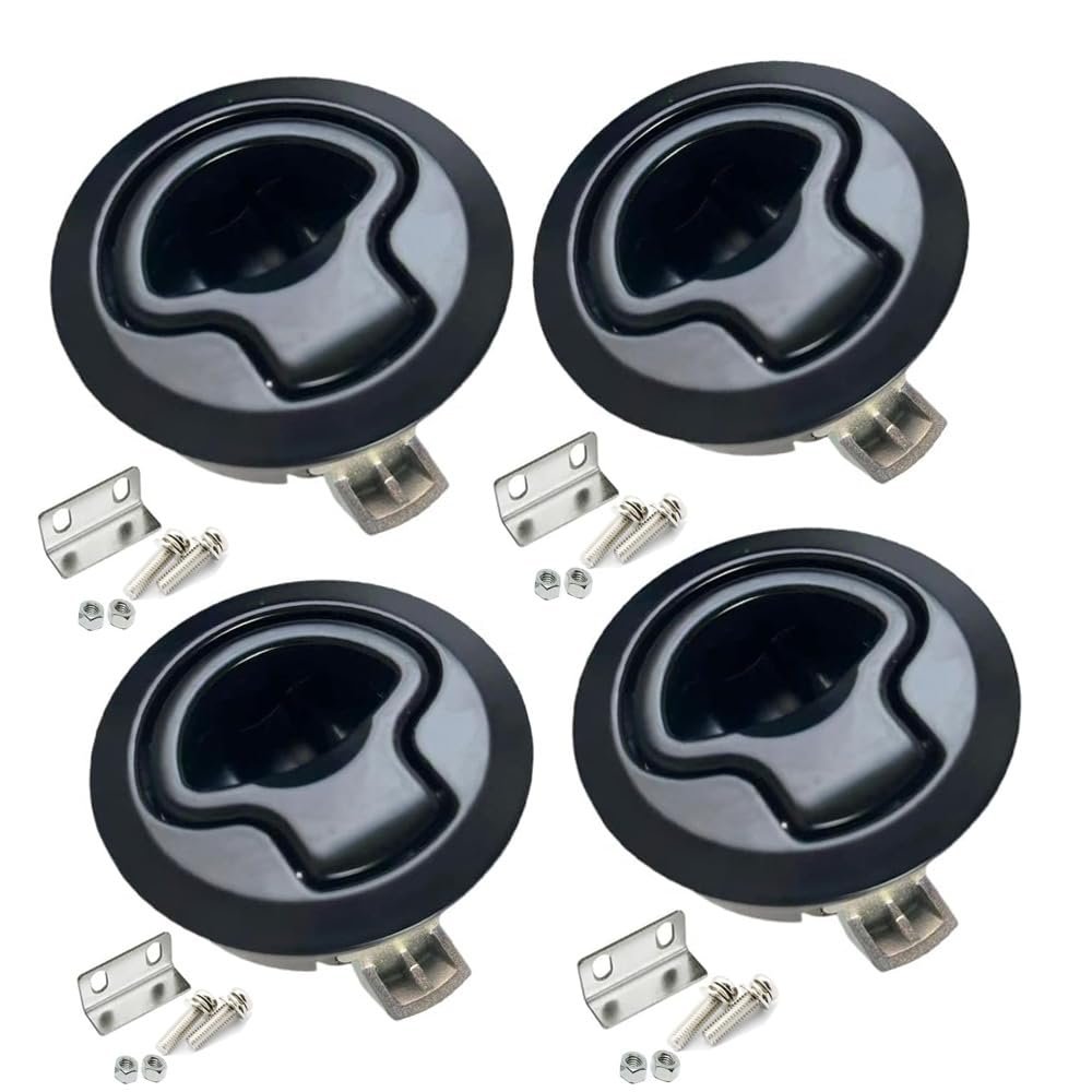 4PCS Boat Latch Flush Pull Slam Latch for Marine Boat Boor Latches 1/4'' Door Cabinet Hardware Black Zinc Alloy