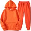 NaRHbrg 2PCS Hoodies Pullover Outfits for Women Men Tracksuit Long Sleeve Sweatshirts Jogger Pant Sports Workout Suit Orange view 1