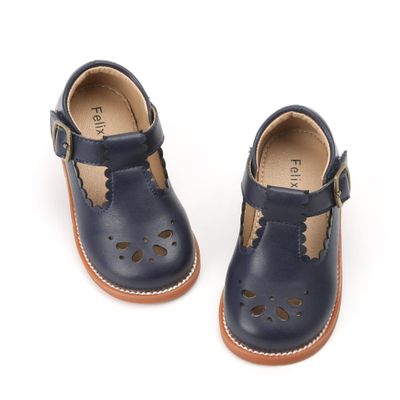 Felix & Flora Toddler Little Girl Navy Blue Mary Jane Dress Shoes - Ballet Flats for Easter Flower Girl Party School ShoesNavy Blue,6 Toddler