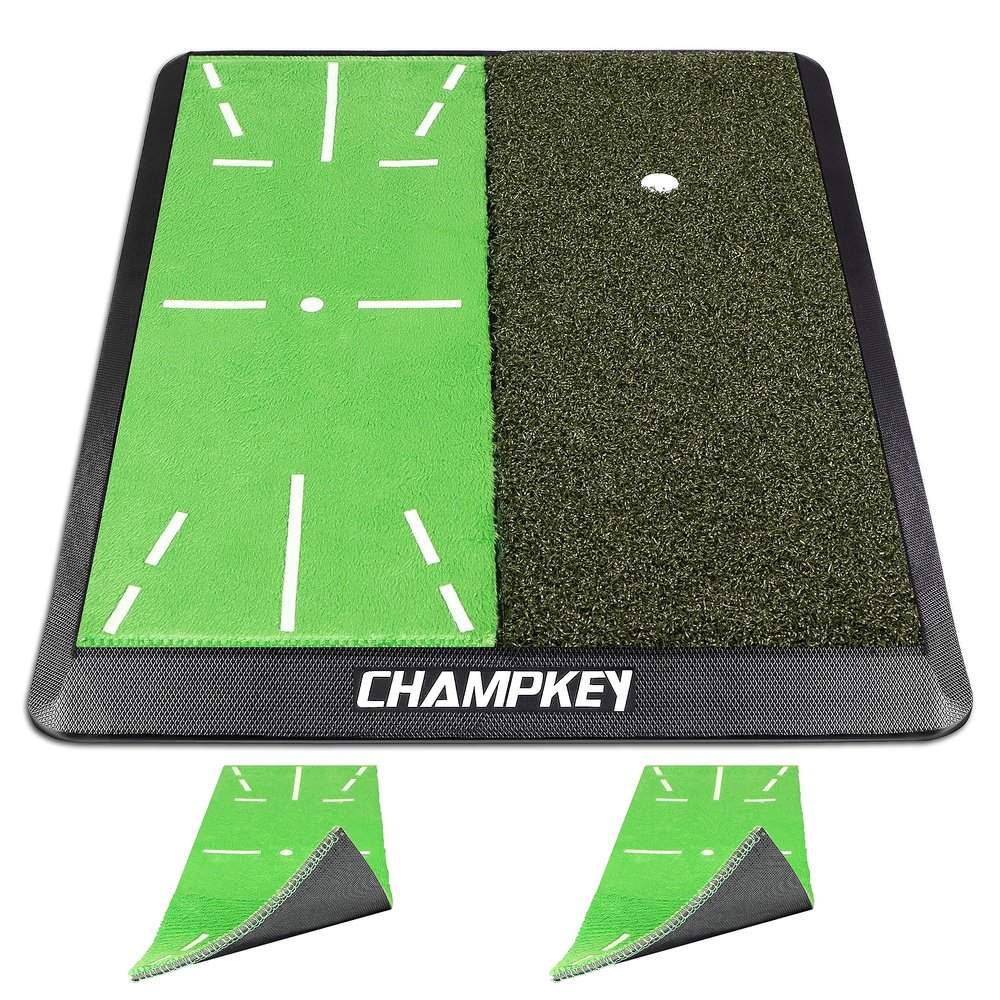 CHAMPKEY Heavy-Duty Golf Hitting Mat - Swing Path Feedback Golf Practice Mat - Ideal for Indoor and Outdoor Training