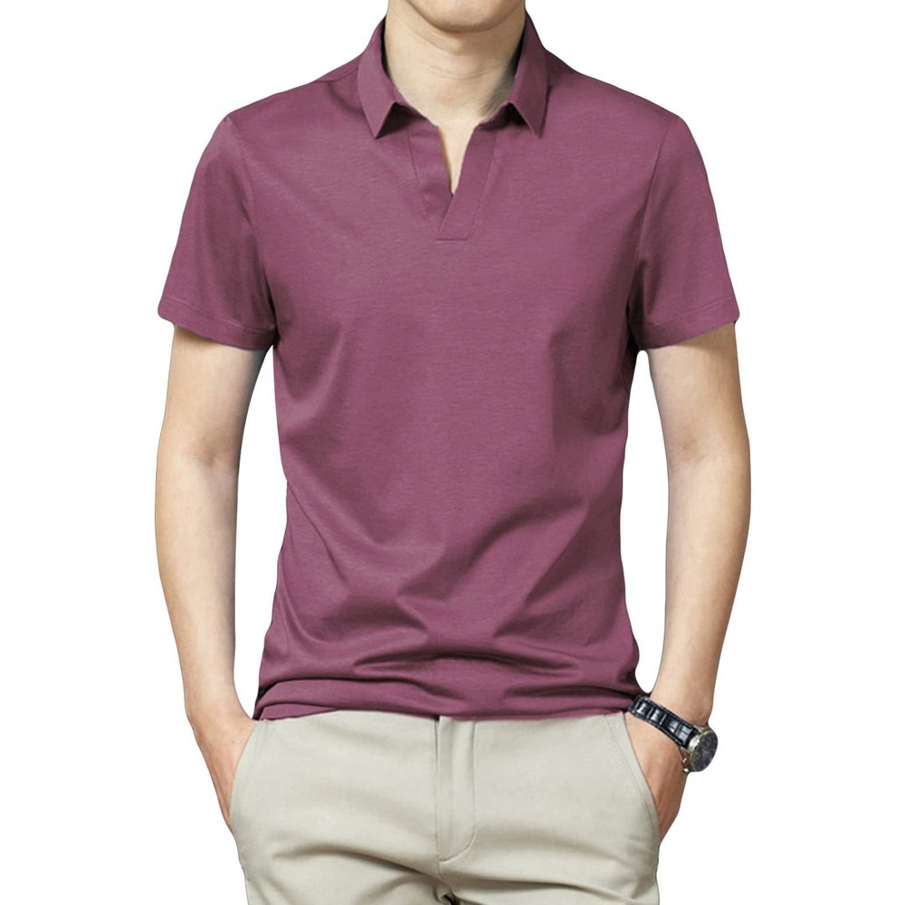 Men's Classic Fit Solid Polo Shirt Casual Regular Fit Solid Stretch T-Shirt Lightweight Athletic Golf Shirts (Purple,Medium)