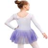 EQSJIU Long Sleeve Dance Leotard for Girls Sparkly Snowflake Ballet Dress Toddler Tutu Skirted Leotard Outfits for Girls, 4-5T, Ls Pruple view 2