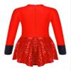 Agoky Kids Girls Long Sleeve Sequin Ruffle Hem Leotard Dance Dress Hallween Party Jazz Modern Dance Fancy Dresses Red 6 Years view 2