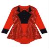 Agoky Kids Girls Long Sleeve Sequin Ruffle Hem Leotard Dance Dress Hallween Party Jazz Modern Dance Fancy Dresses Red 6 Years view 3