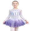 EQSJIU Long Sleeve Dance Leotard for Girls Sparkly Snowflake Ballet Dress Toddler Tutu Skirted Leotard Outfits for Girls, 6-7 Years, Ls Pruple view 1