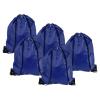 PATIKIL 42x34cm Nylon Drawstring Bag, 5 Pack Storage Bulk Cinch Backpack Sack for Gym Sports Outdoor Traveling, Dark Blue view 1