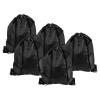 PATIKIL 42x34cm Nylon Drawstring Bag, 5 Pack Storage Bulk Cinch Backpack Sack for Gym Sports Outdoor Traveling, Black view 1