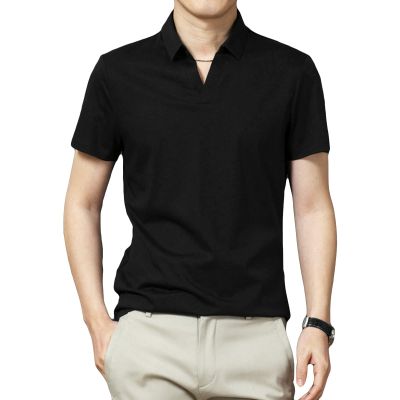 Men's Classic Fit Solid Polo Shirt Casual Regular Fit Solid Stretch T-Shirt Lightweight Athletic Golf Shirts (Black,X-Large)