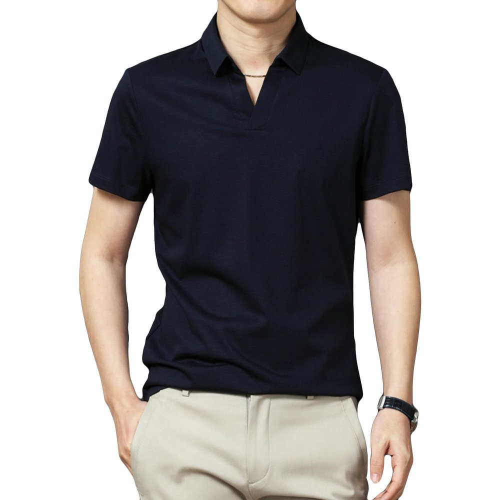 Men's Classic Fit Solid Polo Shirt Casual Regular Fit Solid Stretch T-Shirt Lightweight Athletic Golf Shirts (Dark Blue,3X-Large)