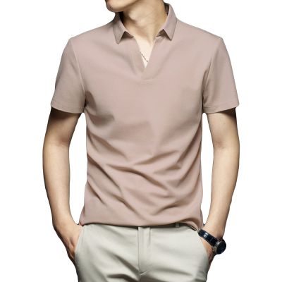 Men's Classic Fit Solid Polo Shirt Casual Regular Fit Solid Stretch T-Shirt Lightweight Athletic Golf Shirts (Khaki,XX-Large)