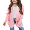 Batermoon Girls' Cardigan Sweaters Kids Cable Knit Casual Oversized Open Front Knitted Outerwear with Pocket Pink view 1